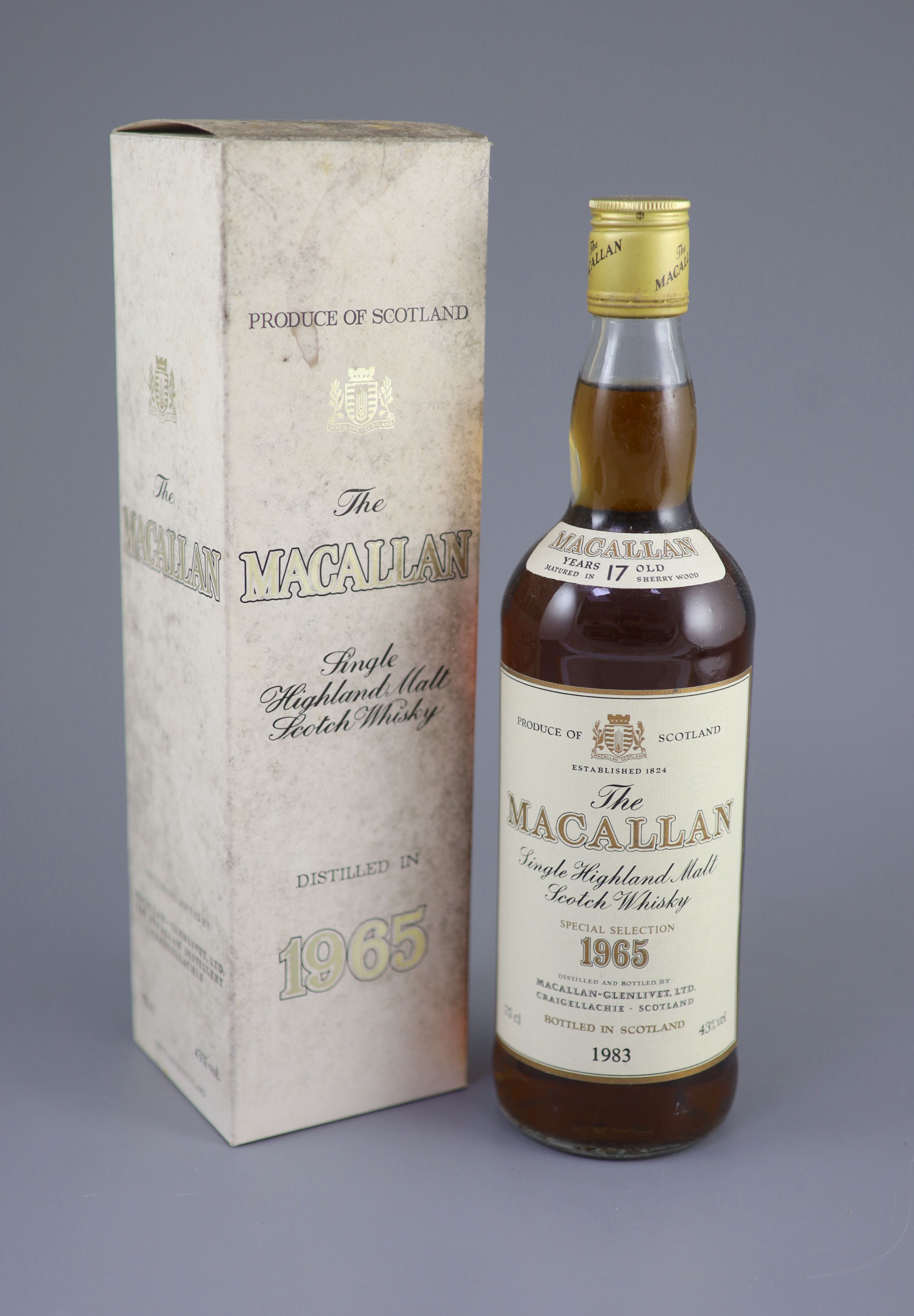 Macallan 1965 17 Years Old Single Malt Scotch Whisky, matured in sherry wood, bottled 1983, 75cl, 43% volume, in carton